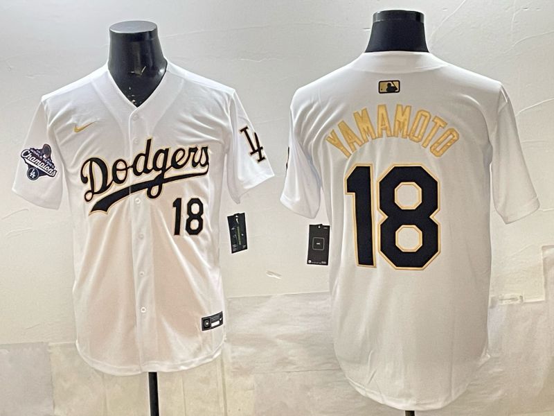 Men 2026 Nike Los Angeles Dodgers #18 Yamamoto White Game MLB Jersey 015
